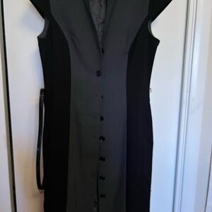 Calvin Klein Black and Gray Long Sleeve Dress